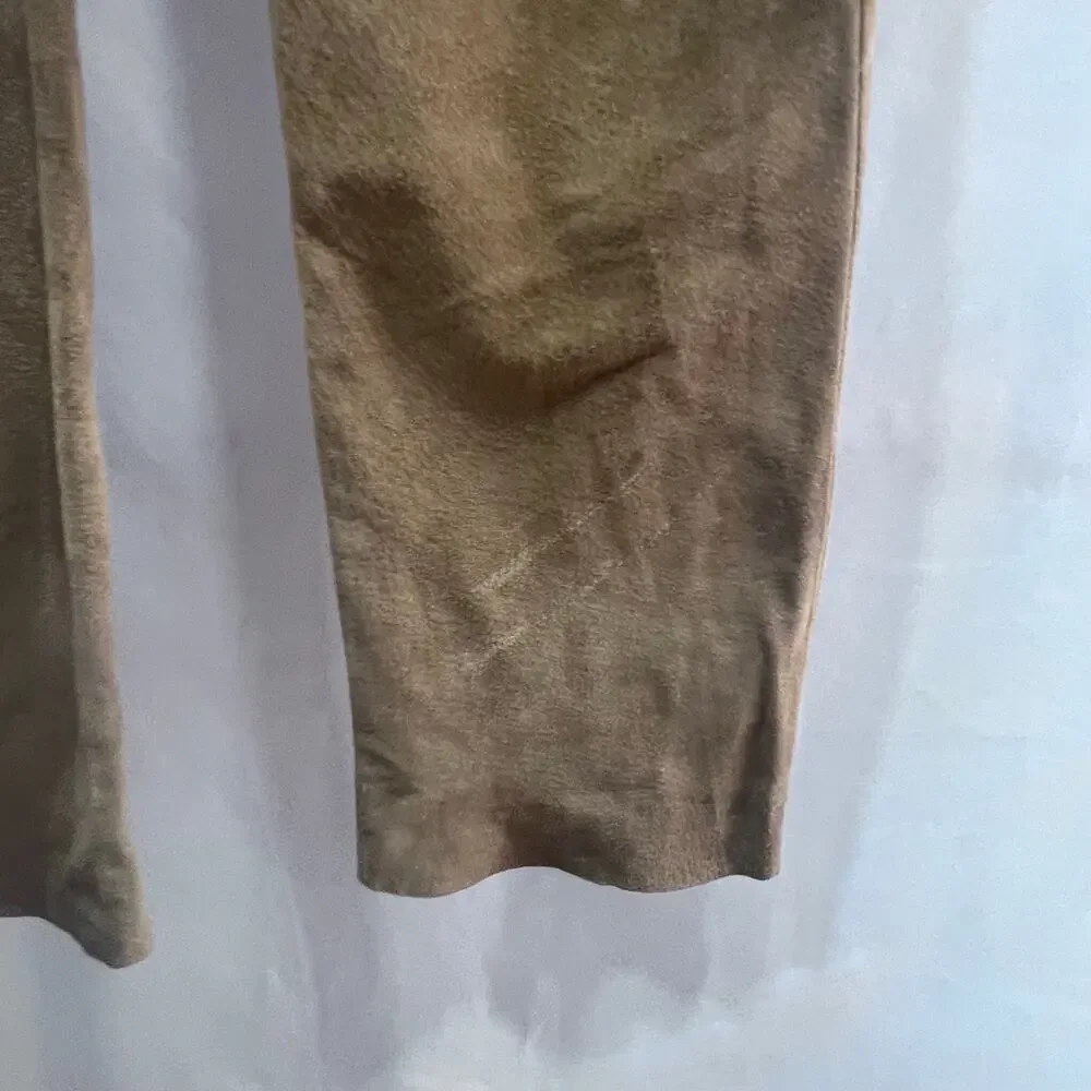Vintage Jou Jou Tan Suede Leather Mid Rise Pants Women's Size 7/8 Western Boho - Picture 6 of 9